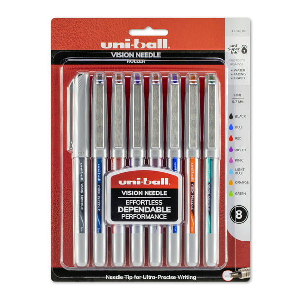 0.7mm Black Fine Point uni-ball Vision Rollerball Pens 4 Count